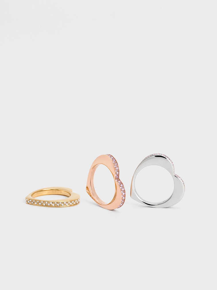 Malorie Crystal Heart Ring, Gold, hi-res