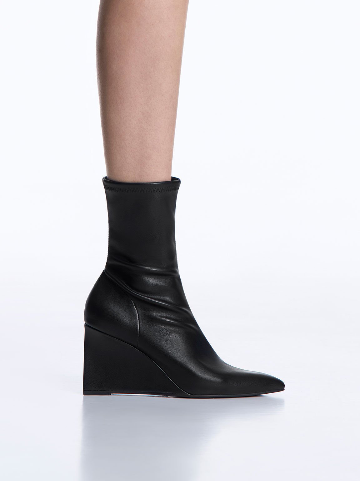 Long black wedge boots uk hotsell