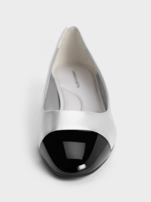 Kleo Patent Contrast Cap-Toe Pumps, Silver, hi-res