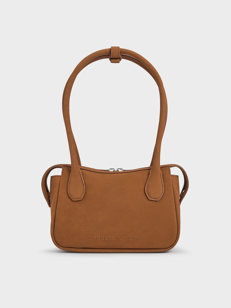 Bosie Textured Elongated Top Handle Bag, Brown, hi-res