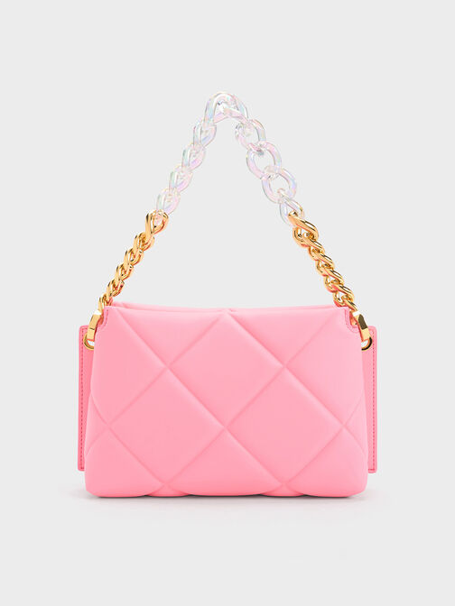 Danika Chunky Chain Padded Bag, Pink, hi-res