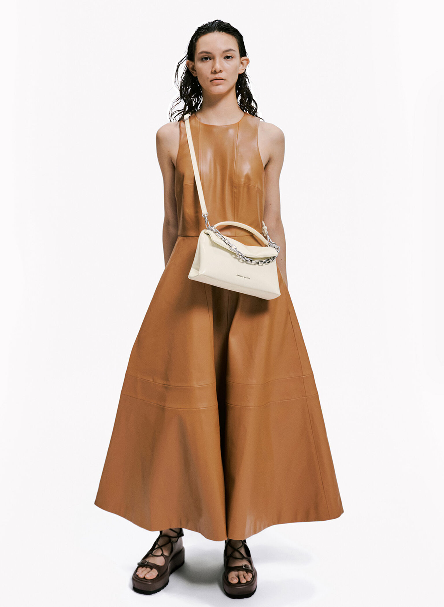 Andromeda Chunky-Chain Top Handle Bag, Cream, hi-res