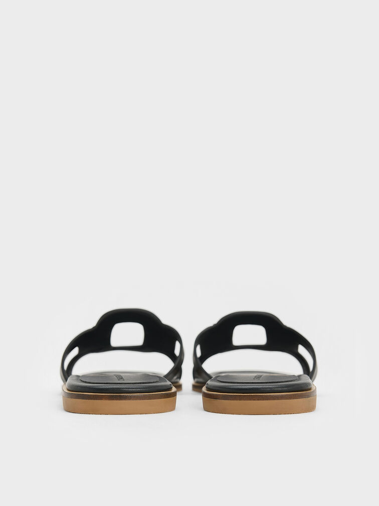 Easley Cut-Out Slide Sandals, Black, hi-res