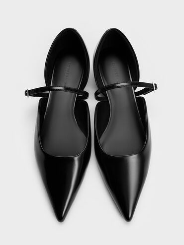 Pointed-Toe D'Orsay Mary Janes, Black, hi-res