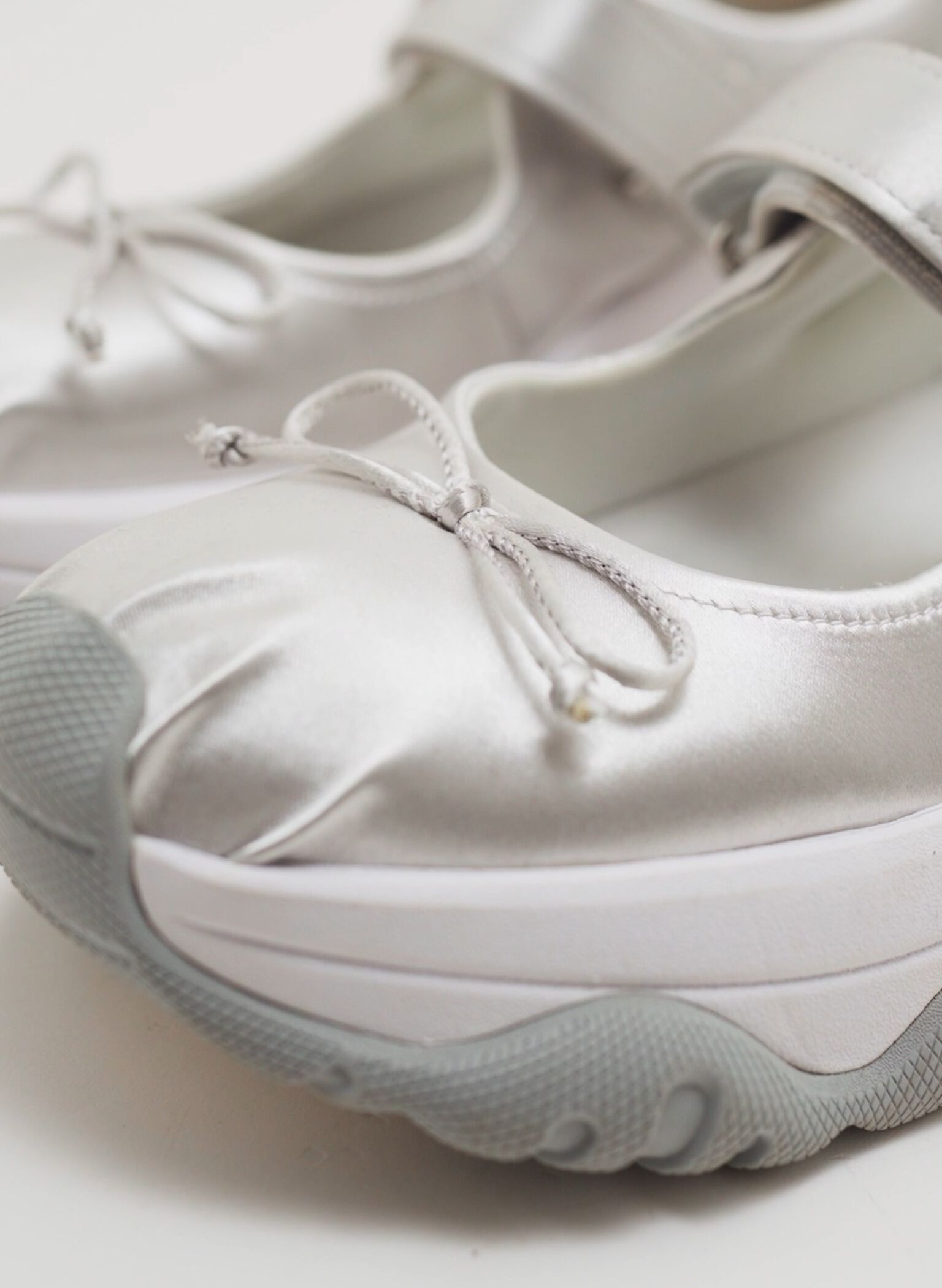 Satin Bow Two-Tone Mary Jane Sneakers, Silver, hi-res
