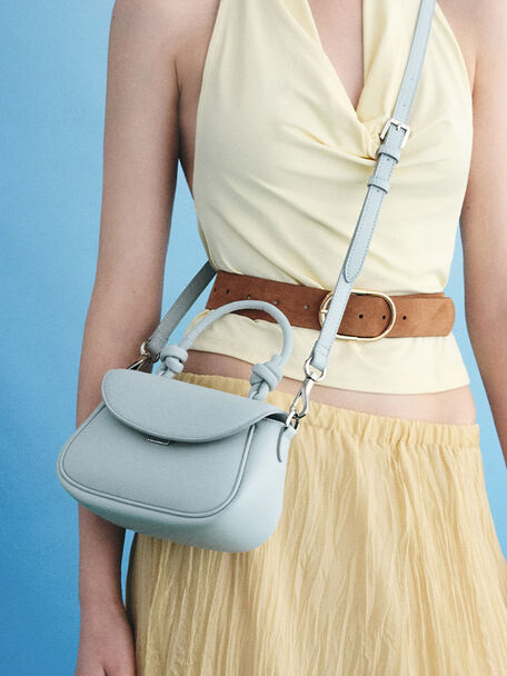 Sammie Knotted-Handle Front-Flap Bag, Sea Salt Blue, hi-res