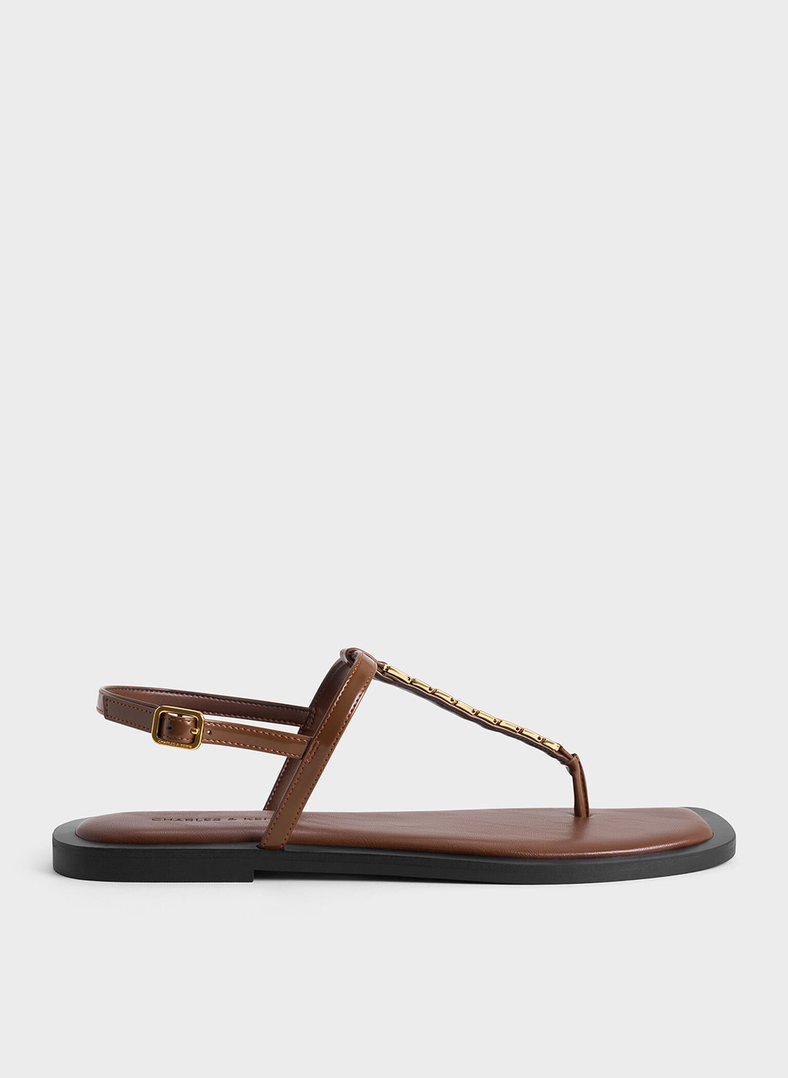 Chain-Link Thong Sandals, Brown, hi-res