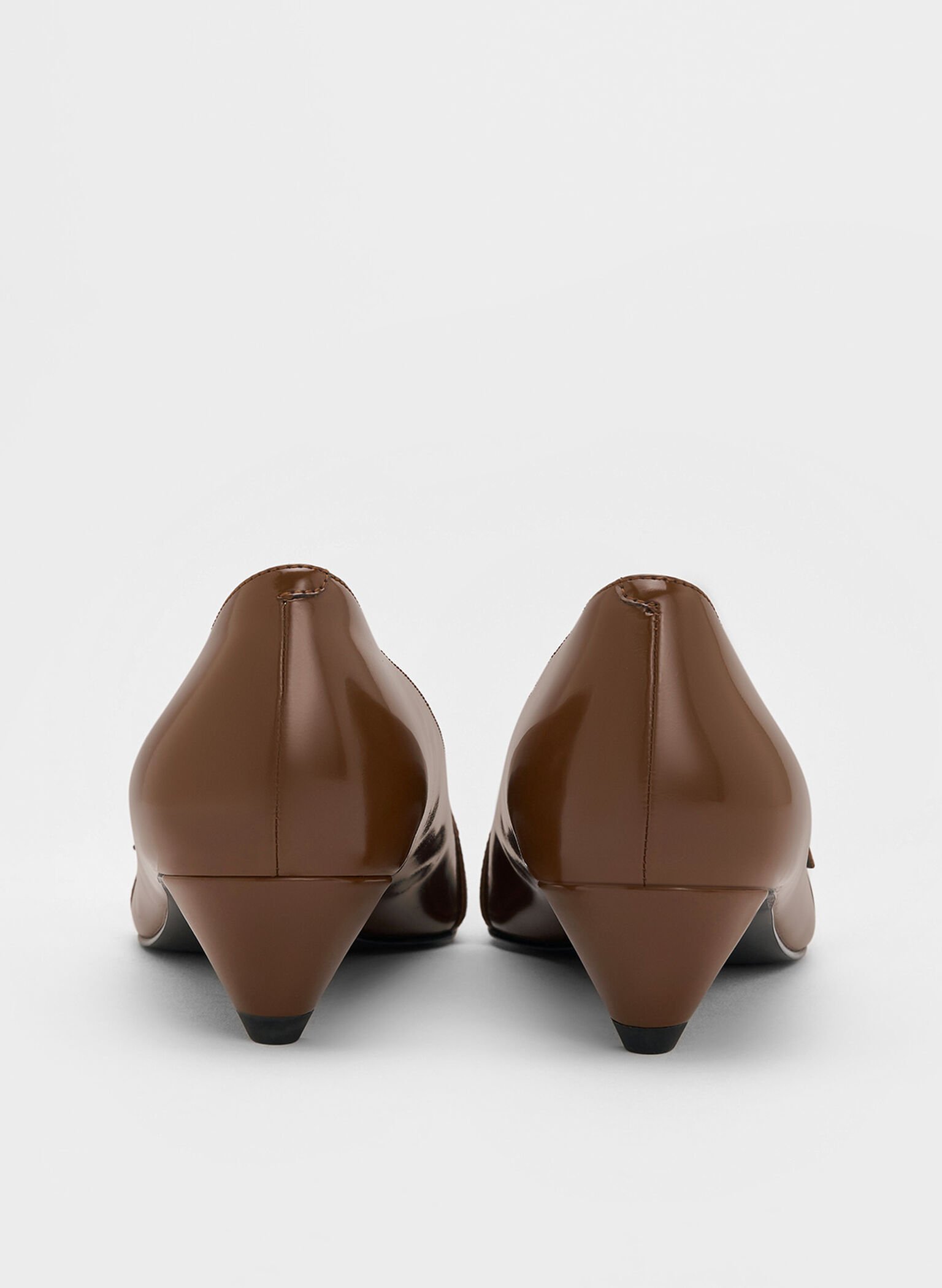 Buckled Pointed-Toe Kitten-Heel Pumps, Brown, hi-res