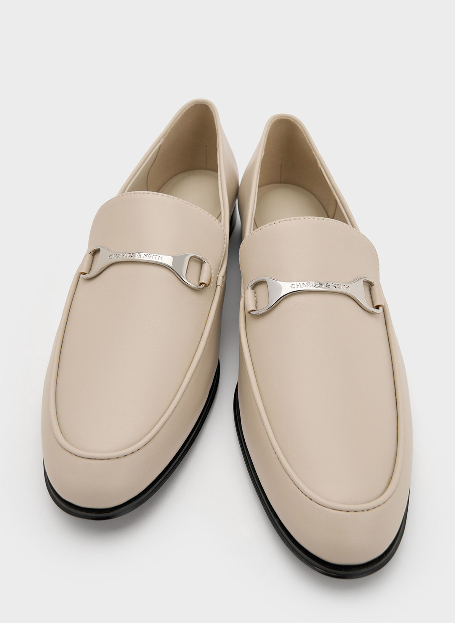 Leslie Metallic-Accent Loafers, Beige, hi-res