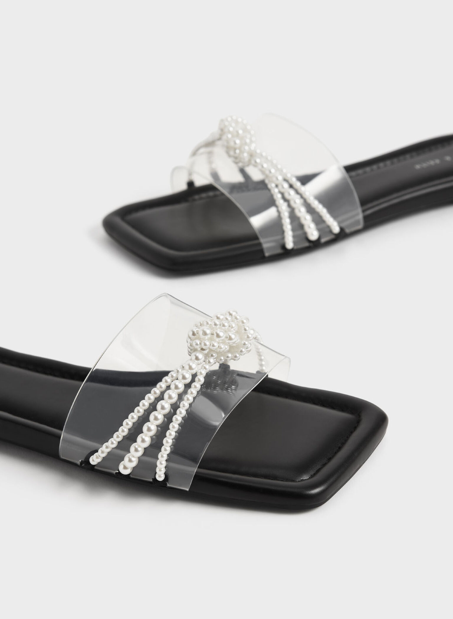Bead Embellished Slide Sandals, Black, hi-res