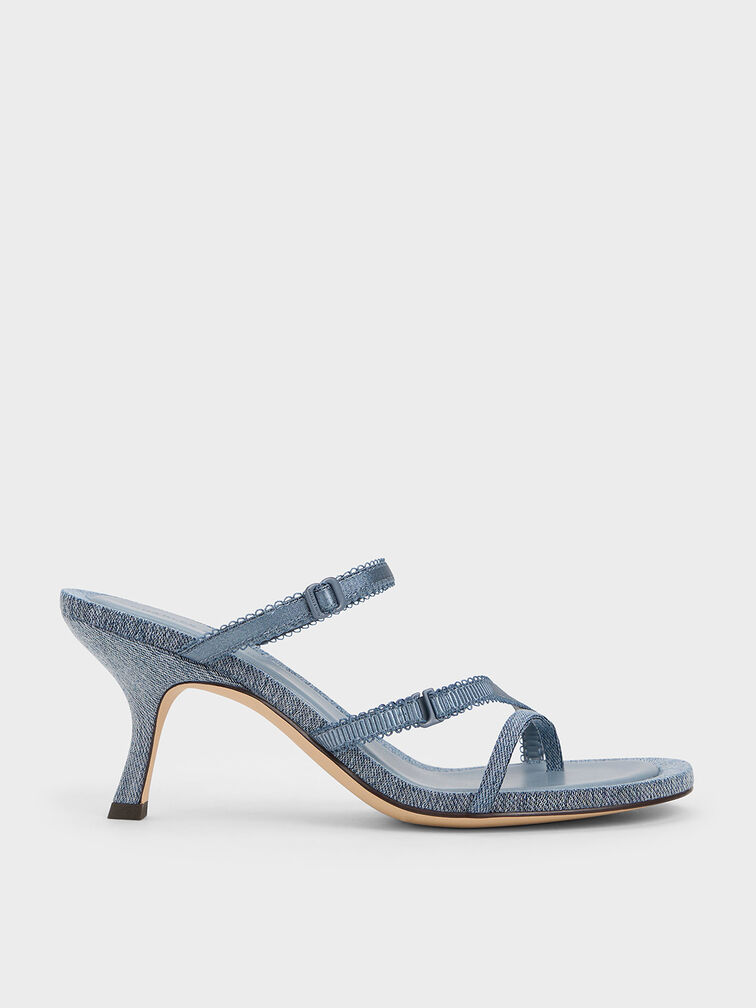 Denim Lace-Strap Thong Sandals, Denim Blue, hi-res