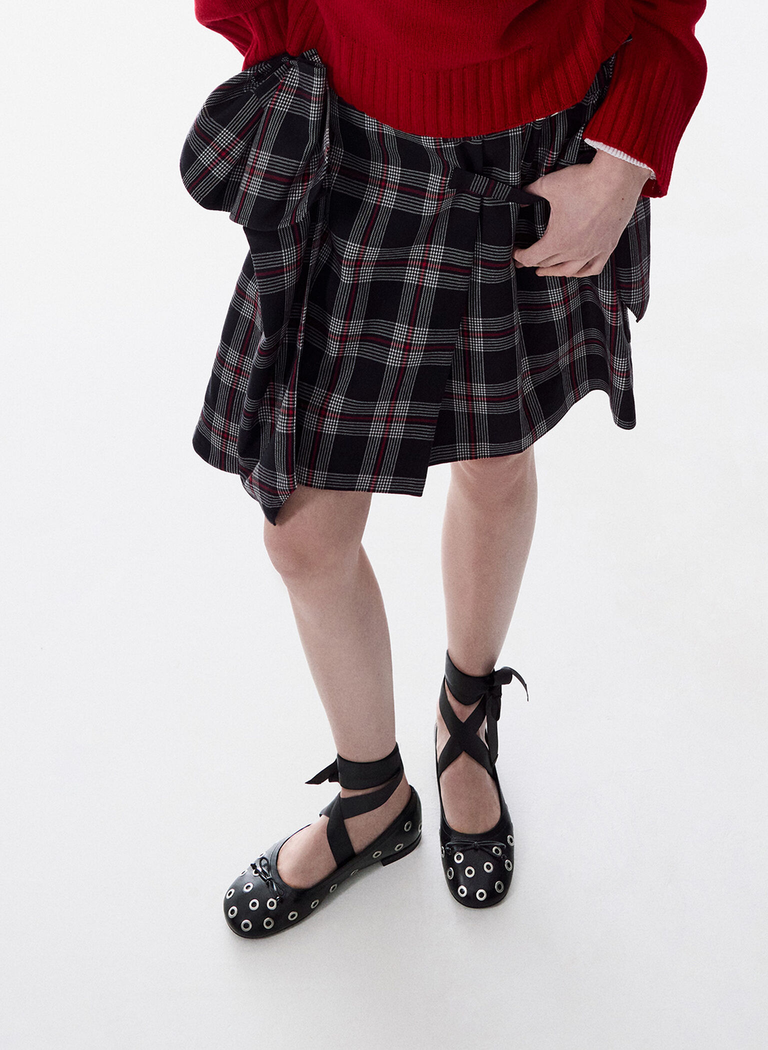 Margot Grommet Tie-Around Ballet Flats, Black, hi-res