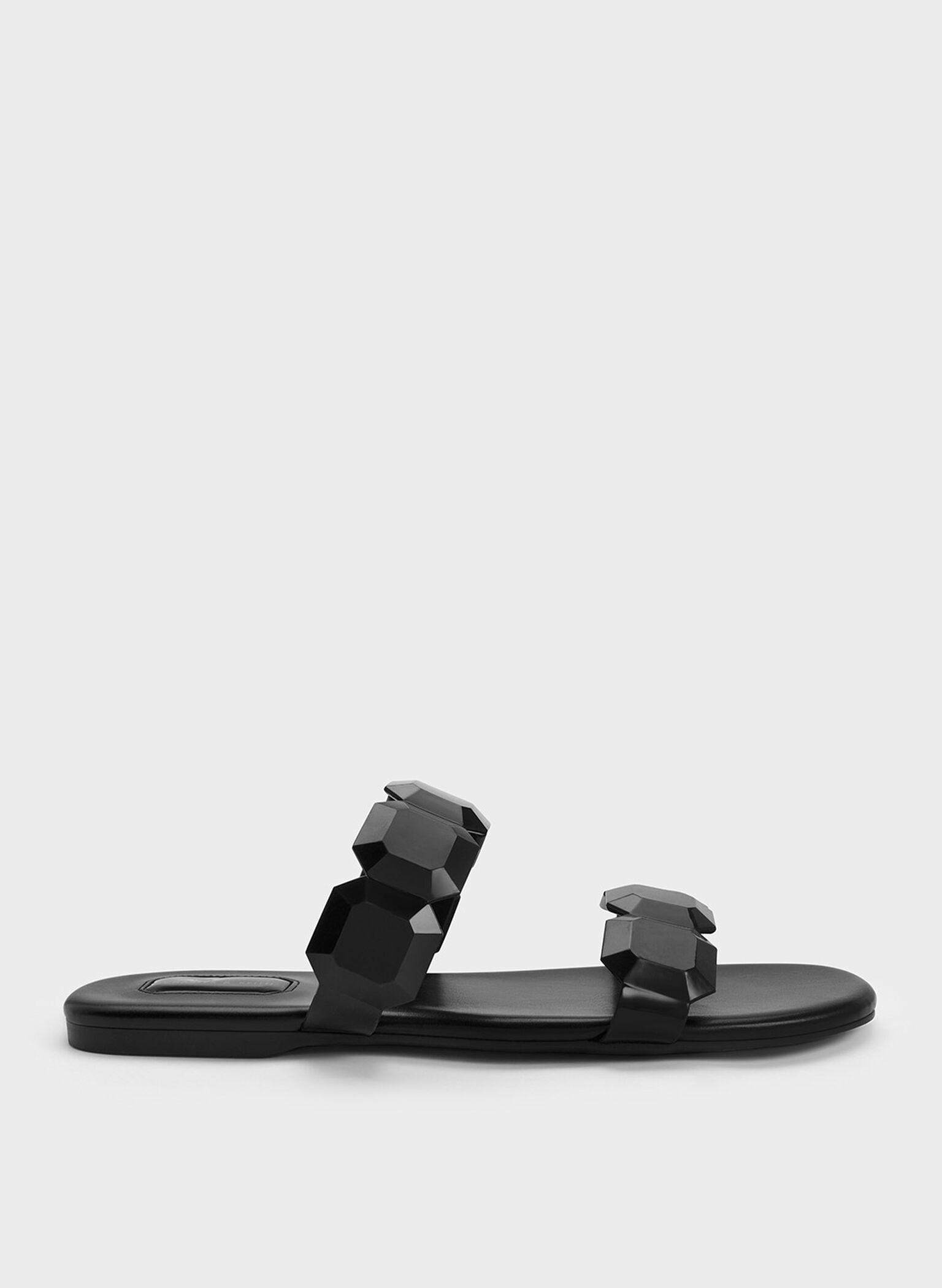 Fia Gem-Strap Slide Sandals, Black, hi-res