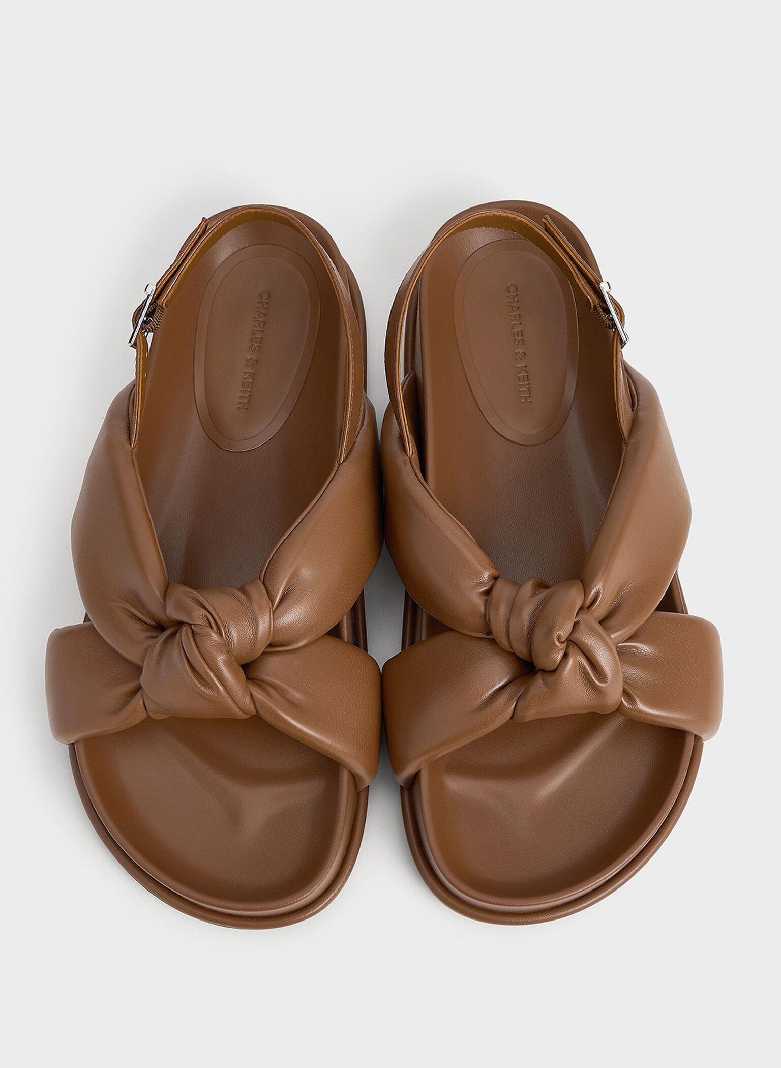 Rosetta Knotted Puffy Sandals, Cognac, hi-res