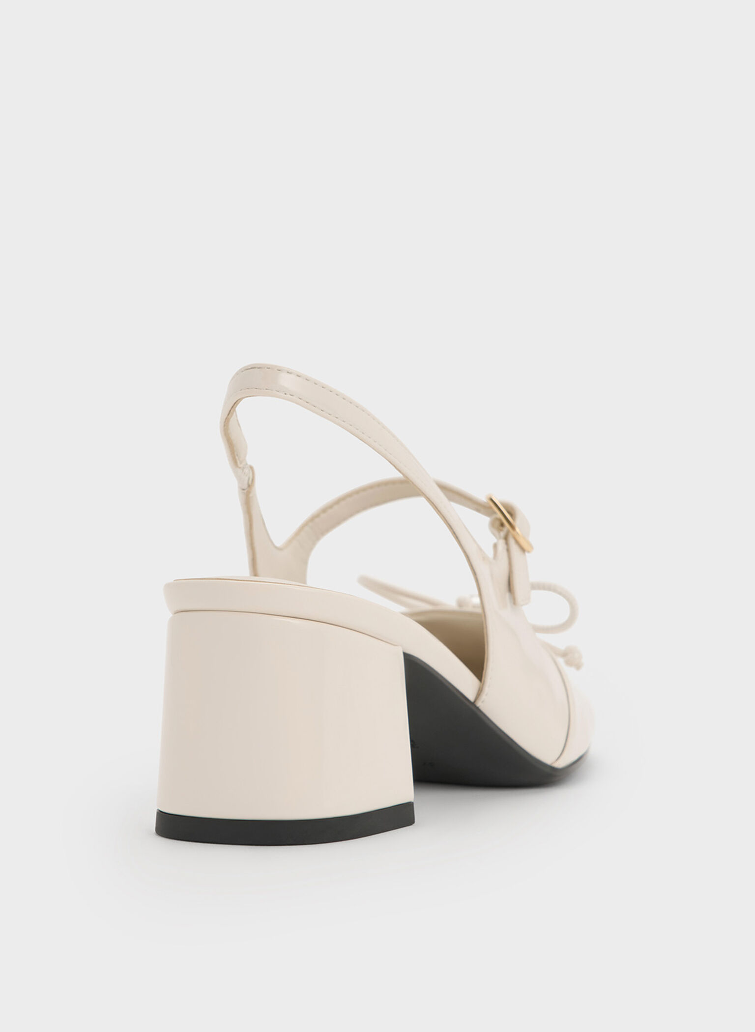 Patent Bow Crystal-Pearl Slingback Mary Jane Pumps, Chalk, hi-res