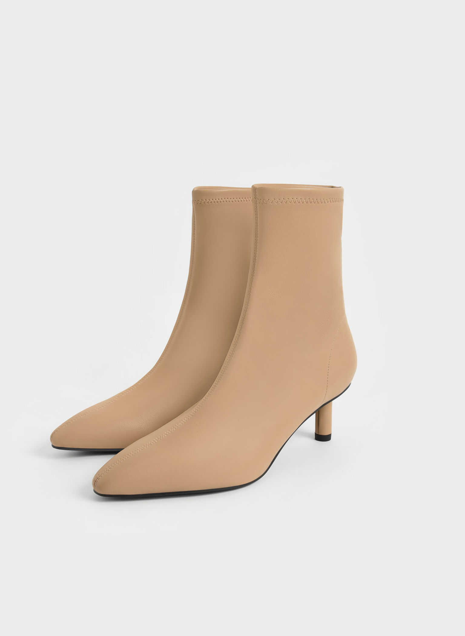 Cylindrical Heel Ankle Boots, Sand, hi-res