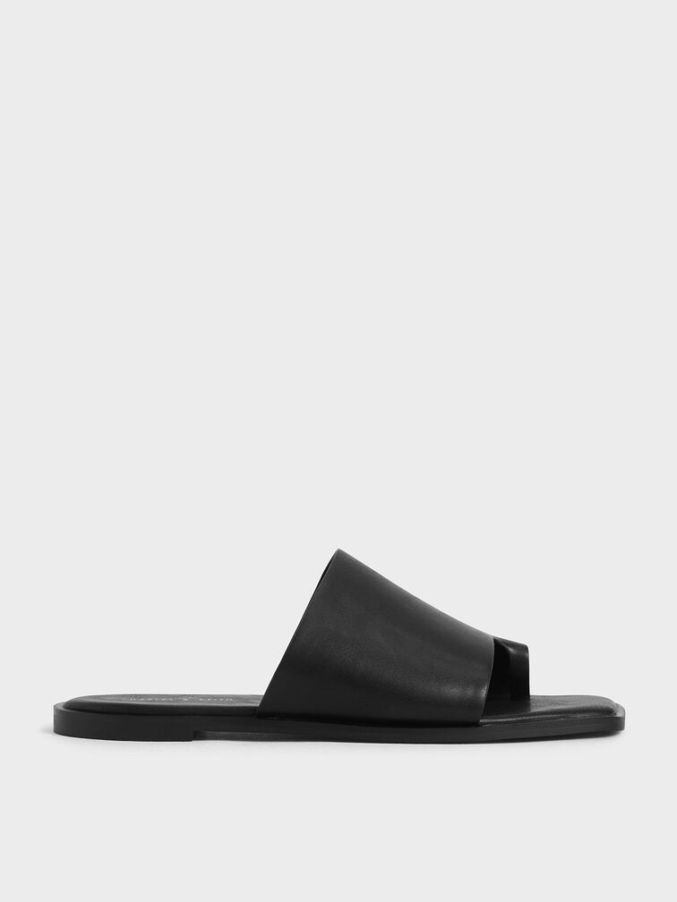 Toe Loop Slide Sandals, Black, hi-res