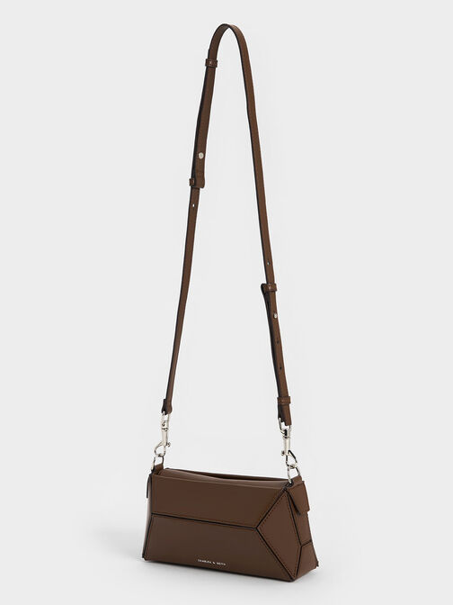 Nasrin Geometric Chain-Handle Shoulder Bag, Dark Brown, hi-res