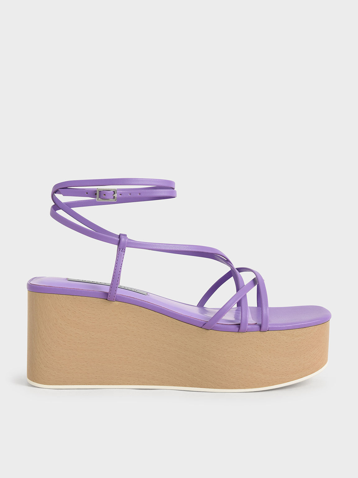 Ankle Strap Platform Wedges Purple
