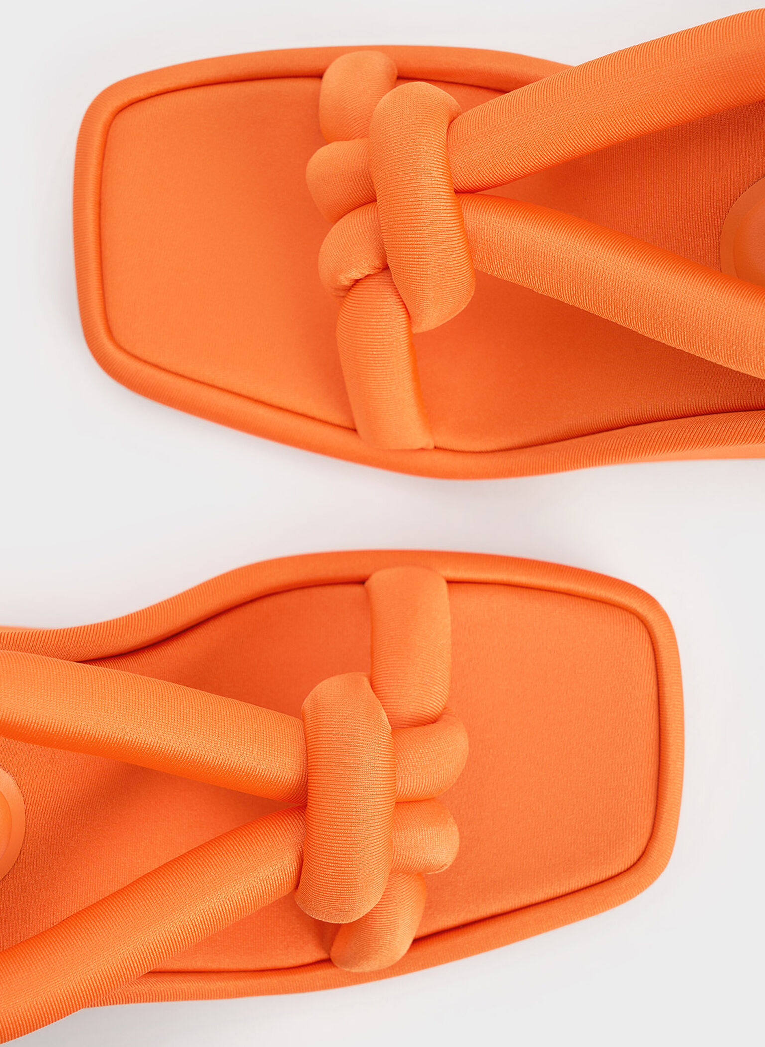 Toni Knotted Puffy-Strap Wedges, Orange, hi-res