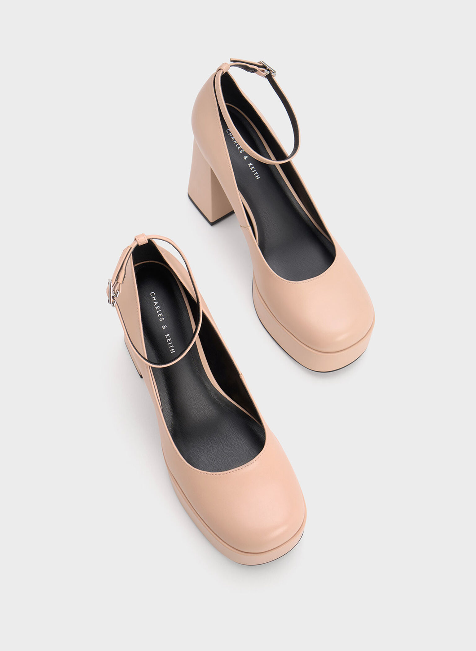 Ankle-Strap Platform Pumps, Nude, hi-res