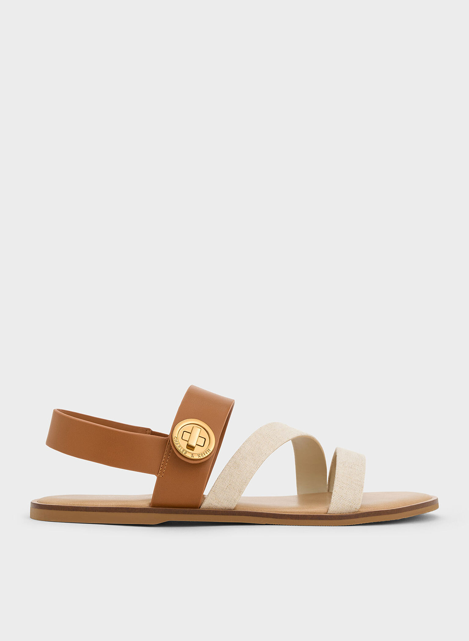 Yara Turn Lock Strappy Sandals, Caramel, hi-res