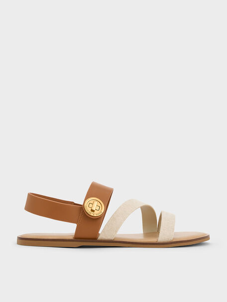 Yara Turn Lock Strappy Sandals, Caramel, hi-res