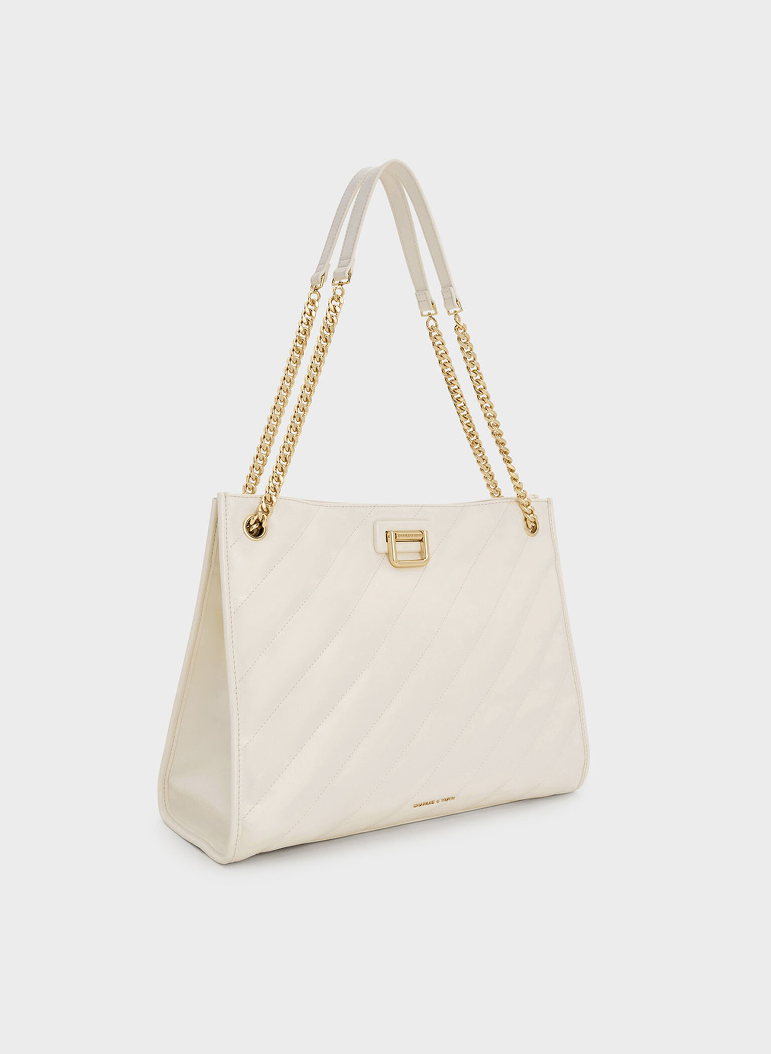 Neva Panelled Chain-Strap Tote Bag, Cream, hi-res
