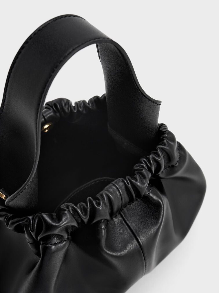 Ally Ruched Slouchy Bag, Black, hi-res