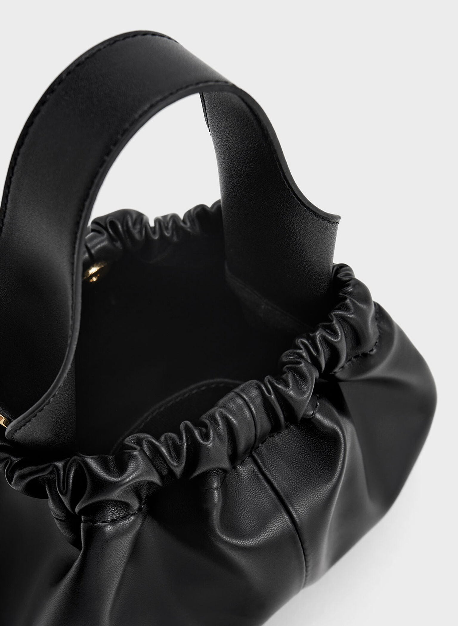 Ally Ruched Slouchy Bag, Black, hi-res