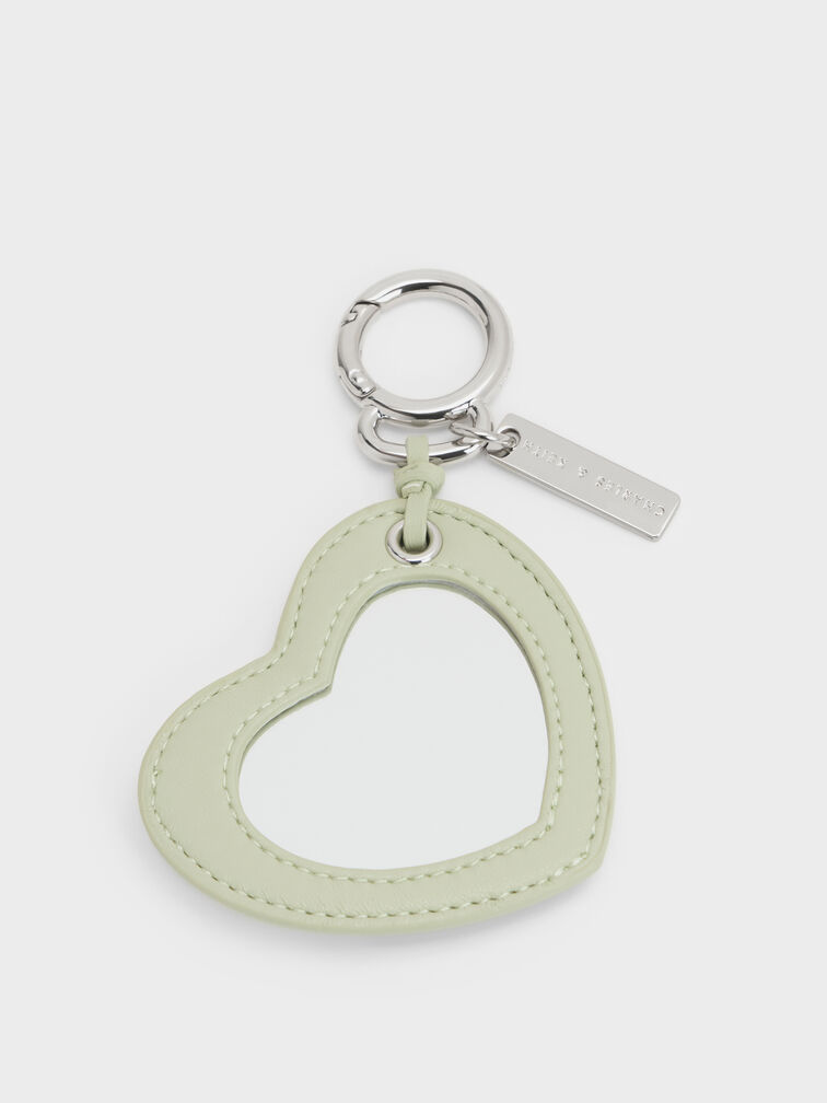 Heart Quilted Mirror Charm, Matcha Green, hi-res