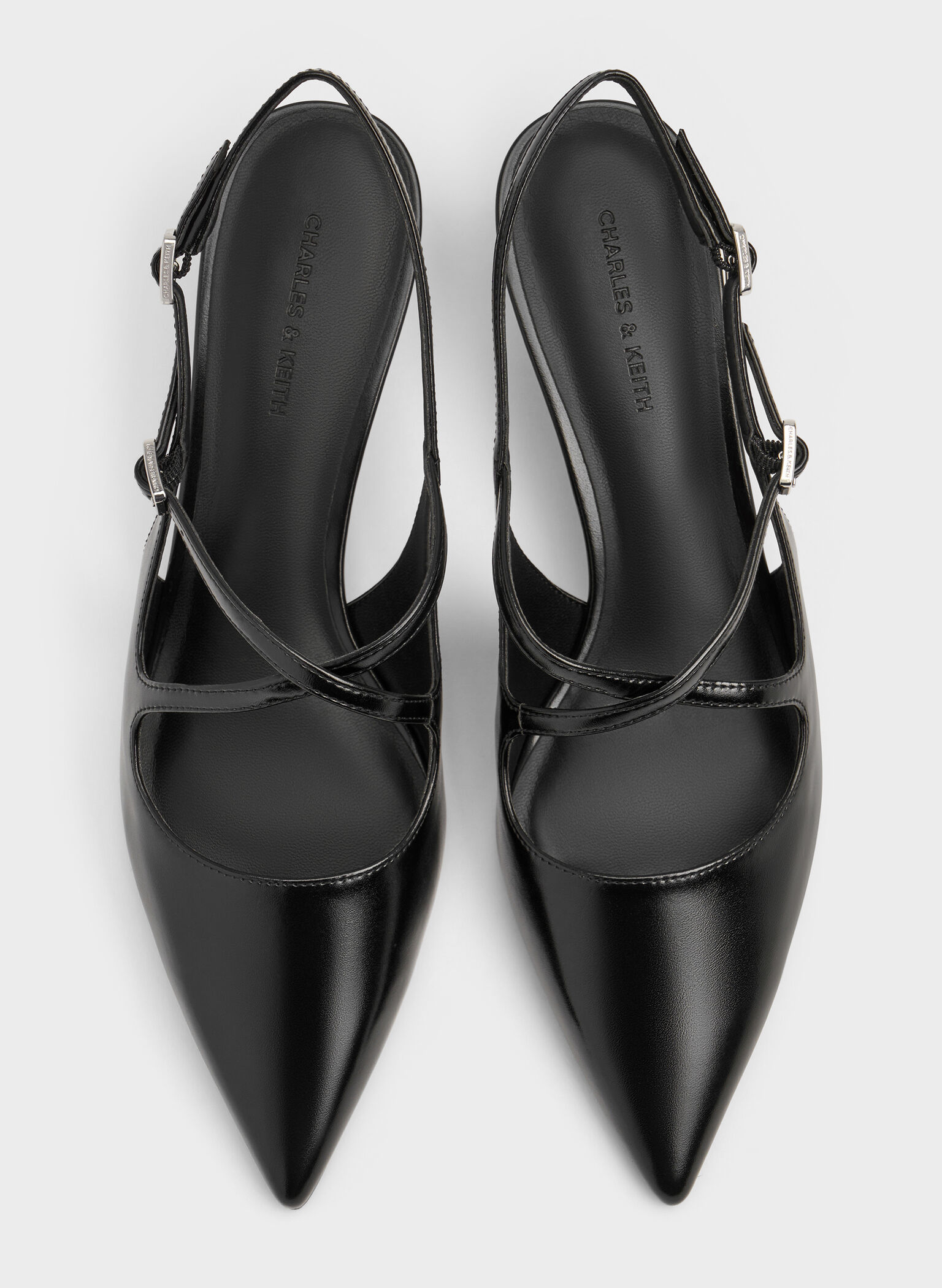 Pauline Pointed-Toe Crossover Slingback Kitten Heels, Black, hi-res