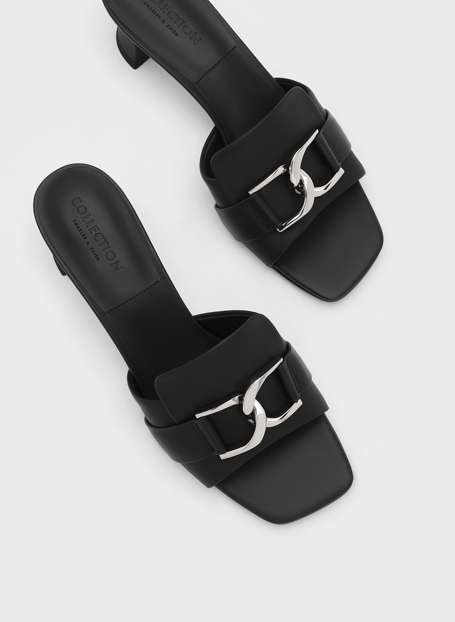 Gabine Leather Block Heel Mules, Black, hi-res