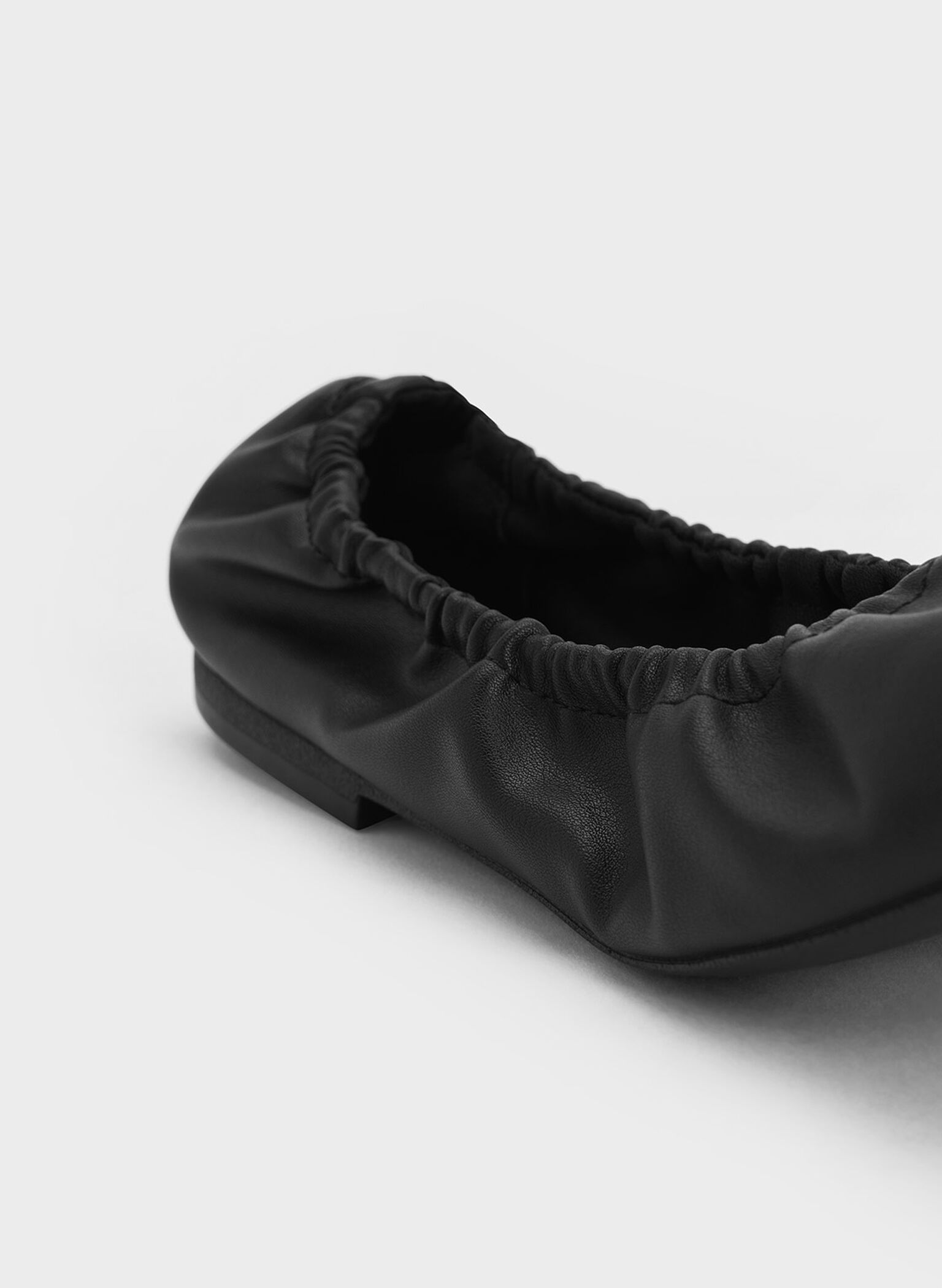 Ruched Ballerina Flats, Black, hi-res