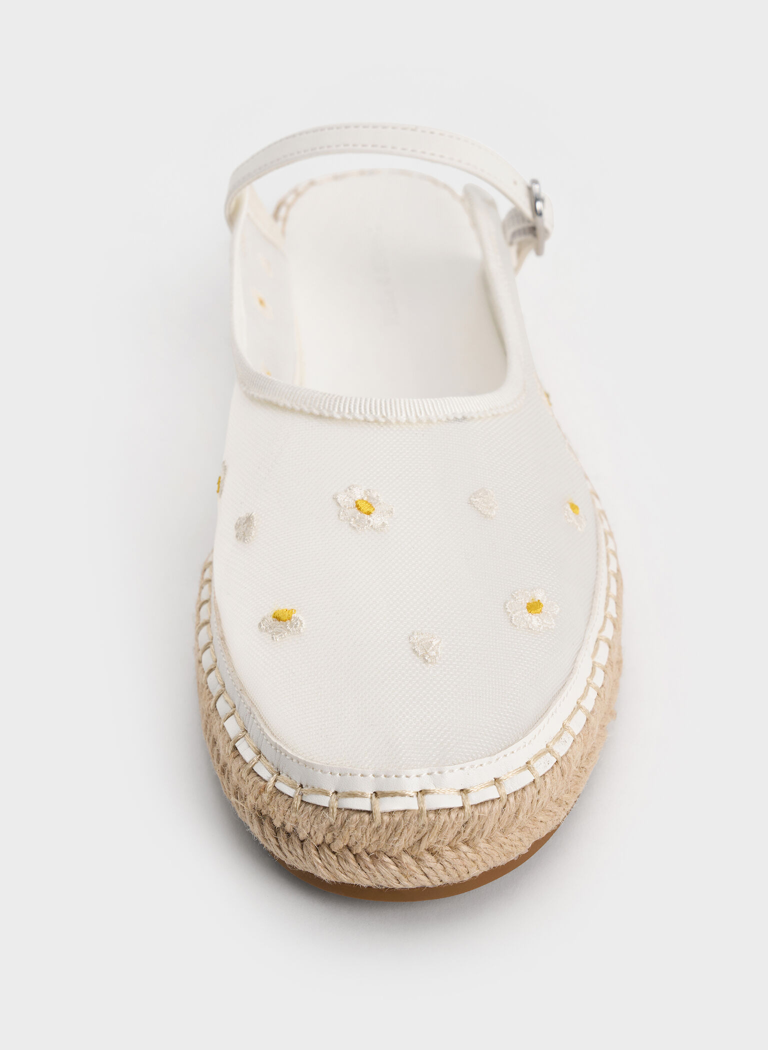 Bernadine Mesh Floral-Embroidered Espadrille Mules, White, hi-res
