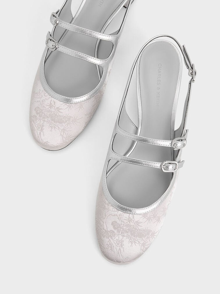 Clementine Recycled Polyester Mary Jane Pumps, Silver, hi-res