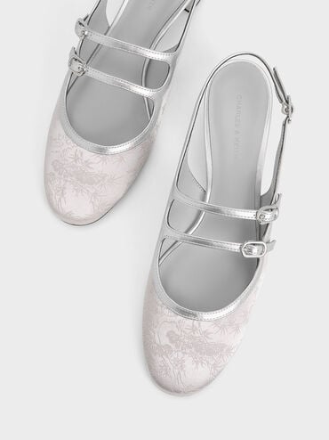 Clementine Recycled Polyester Mary Jane Pumps, Silver, hi-res