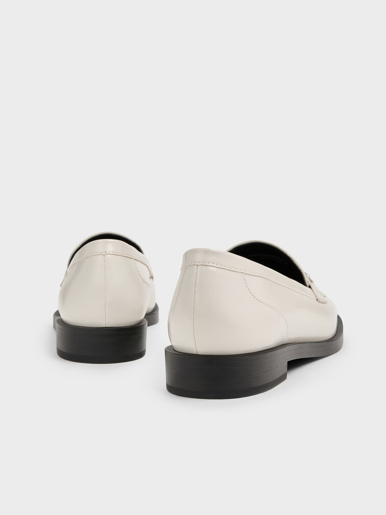 Braided-Chain Metallic-Accent Loafers, Chalk, hi-res