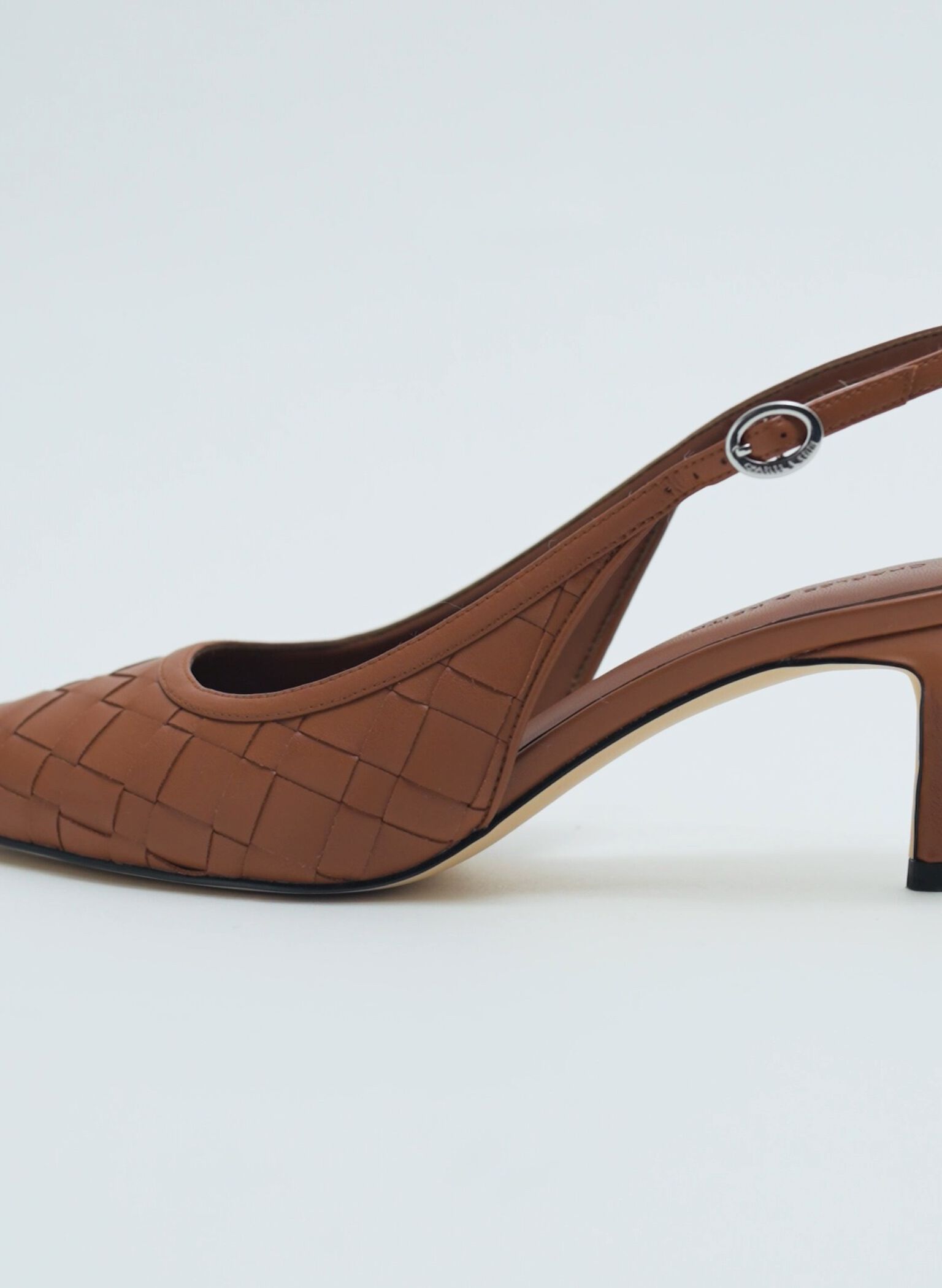 Ivette Woven Pointed-Toe Slingback Pumps, Brown, hi-res