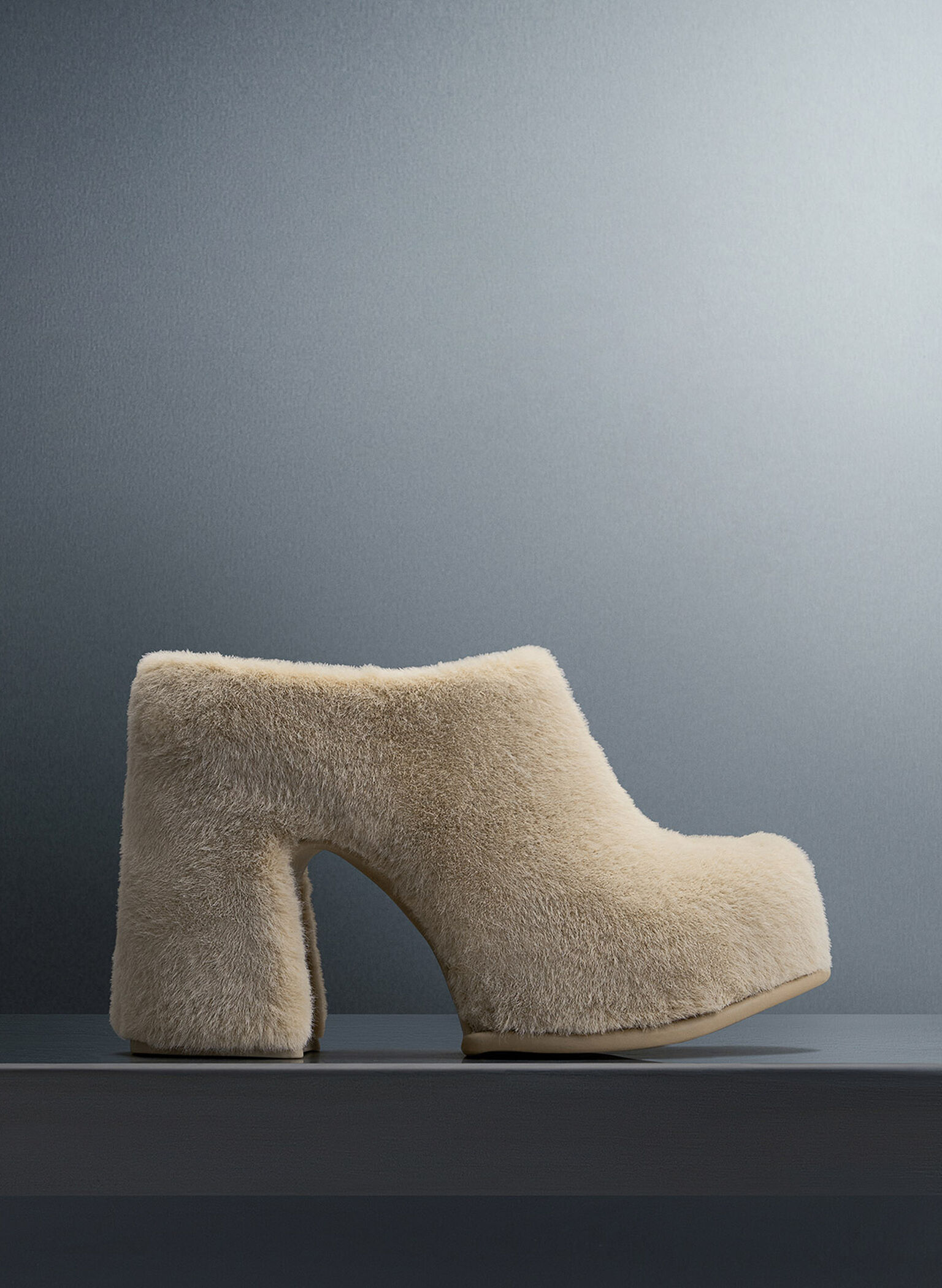 Pixie Furry Platform Mules, Beige, hi-res