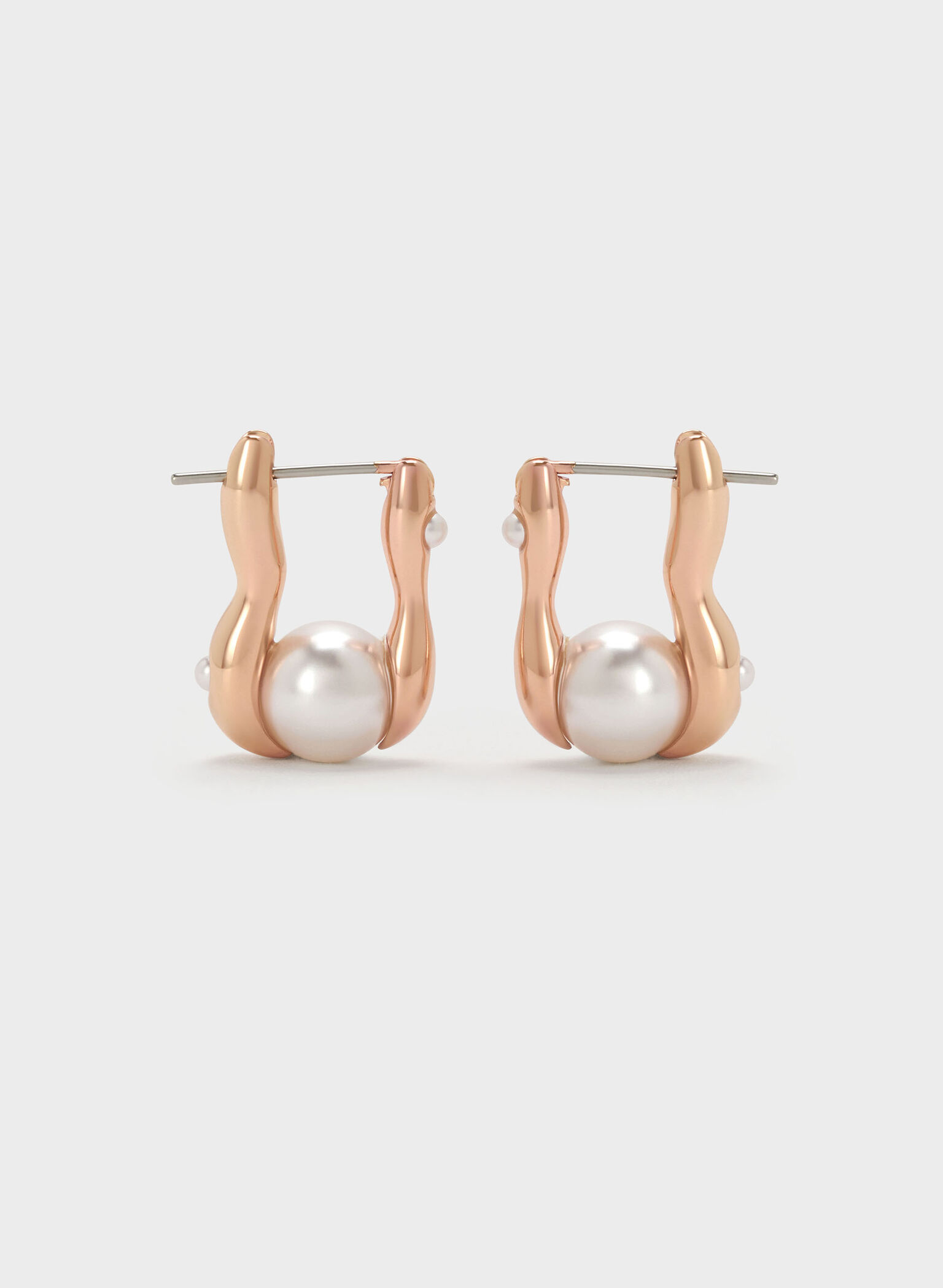 Corrine Pearl Sculptural Drop Earrings, Rose Gold, hi-res