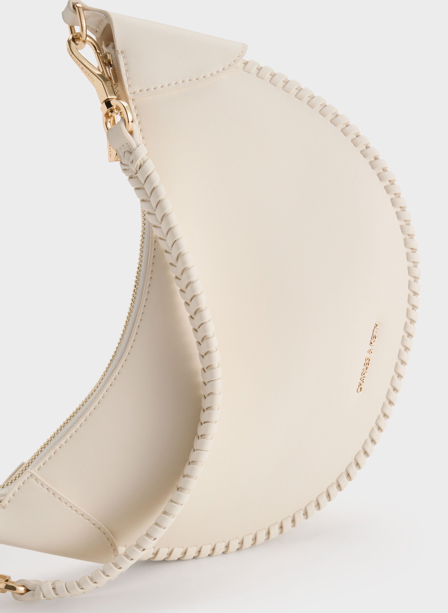 Blume Braided Curved Hobo Bag, Cream, hi-res