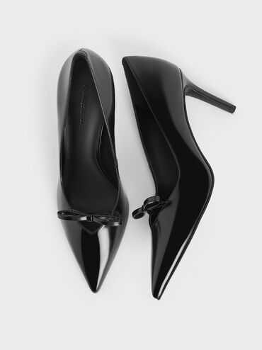 Bow Pointed-Toe Stiletto-Heel Pumps, Black Box, hi-res