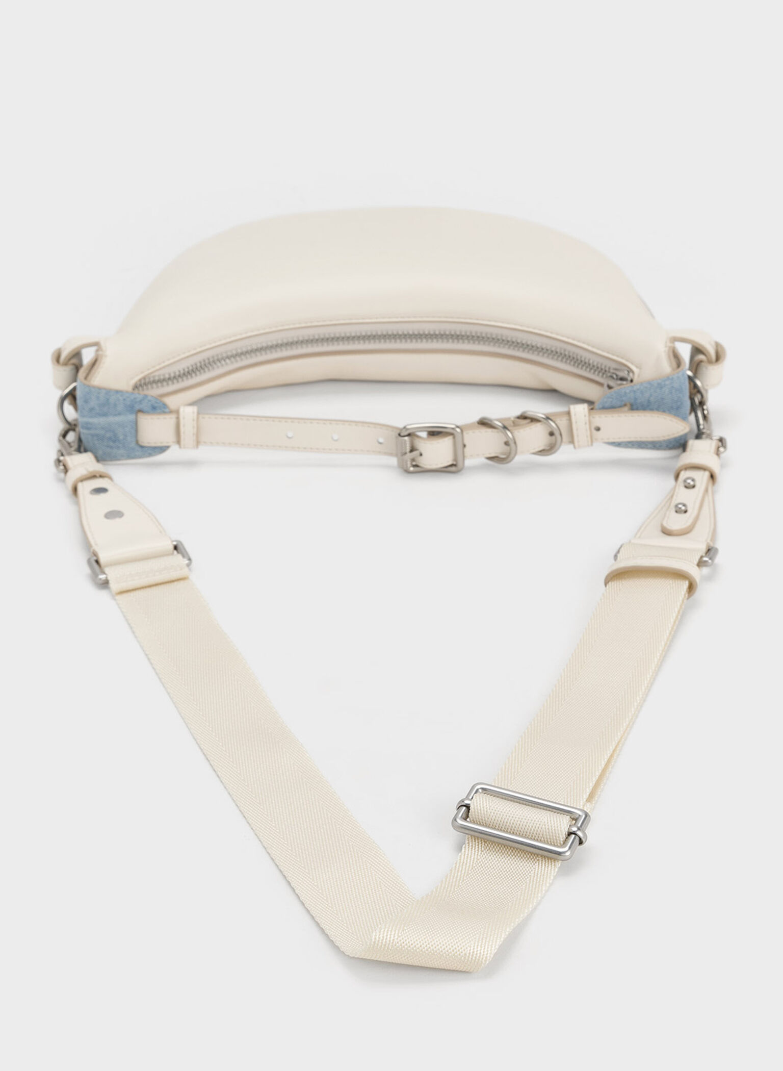 Saskia Crescent Hobo Bag, Cream, hi-res