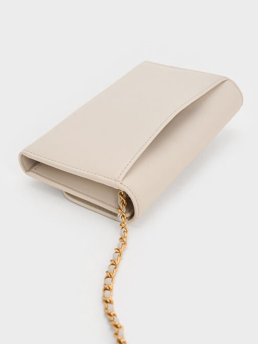 Magnetic Front Flap Long Wallet, Ivory, hi-res