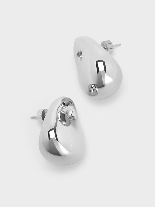 Eimear Teardrop Stud Earrings, Silver, hi-res