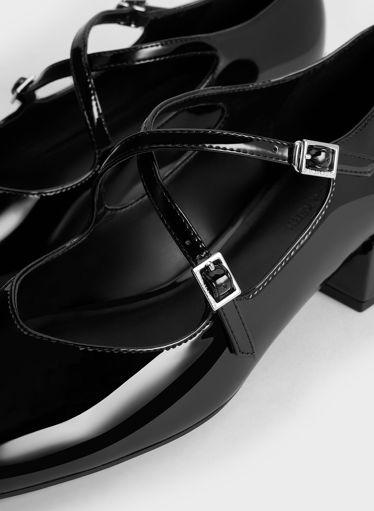 Patent Crossover-Strap Block-Heel Mary Janes, Black Patent, hi-res