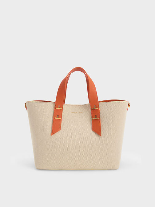 Double Handle Hobo Bag, Orange, hi-res