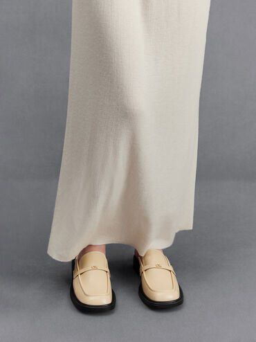 Beige Tahlia Leather Loafer Mules CHARLES KEITH UK
