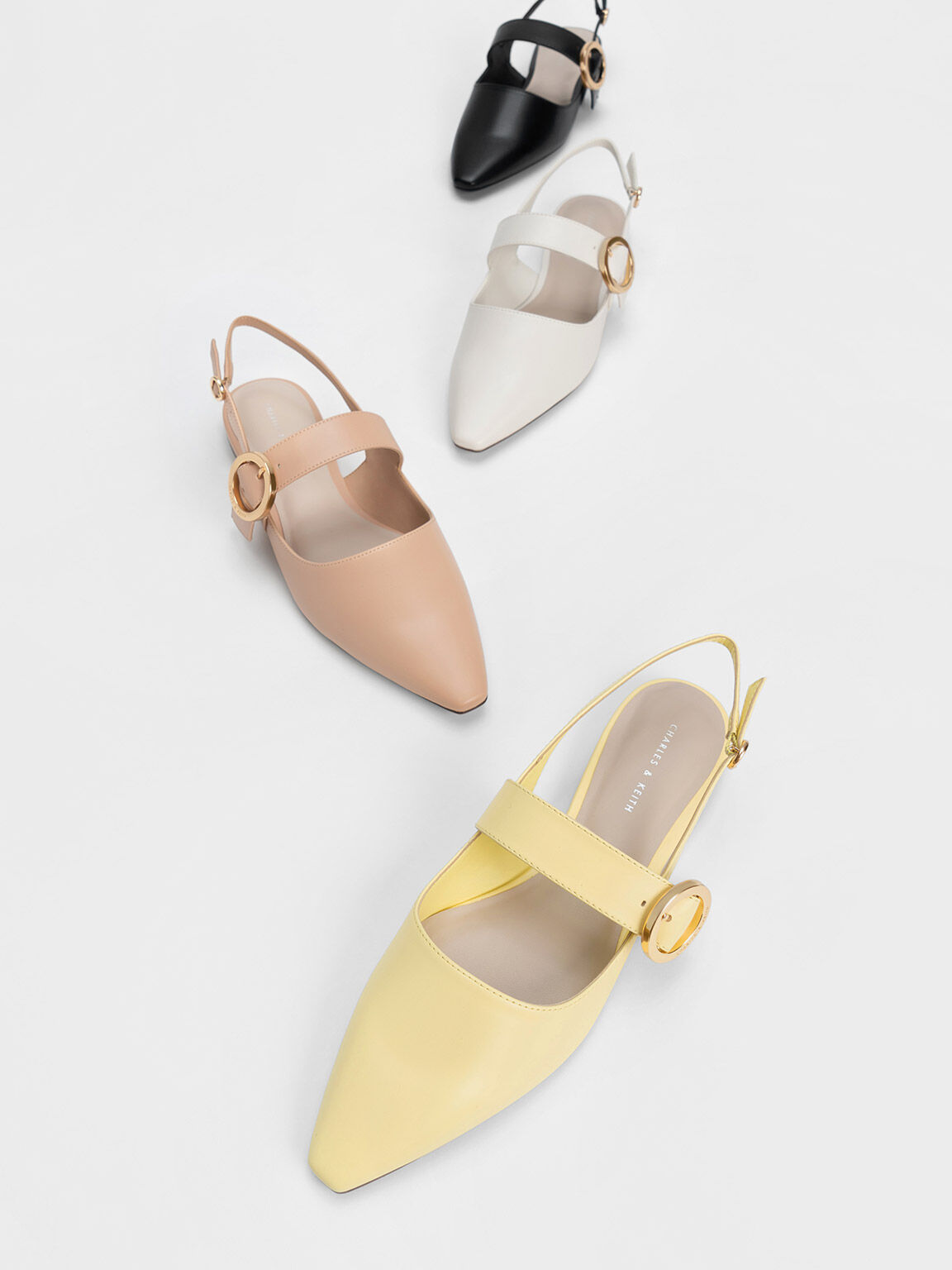 Flat white sale slingback shoes